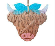 Load image into Gallery viewer, Highland Cow w/Bow Car Freshener
