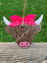 Load image into Gallery viewer, Highland Cow w/Bow Car Freshener
