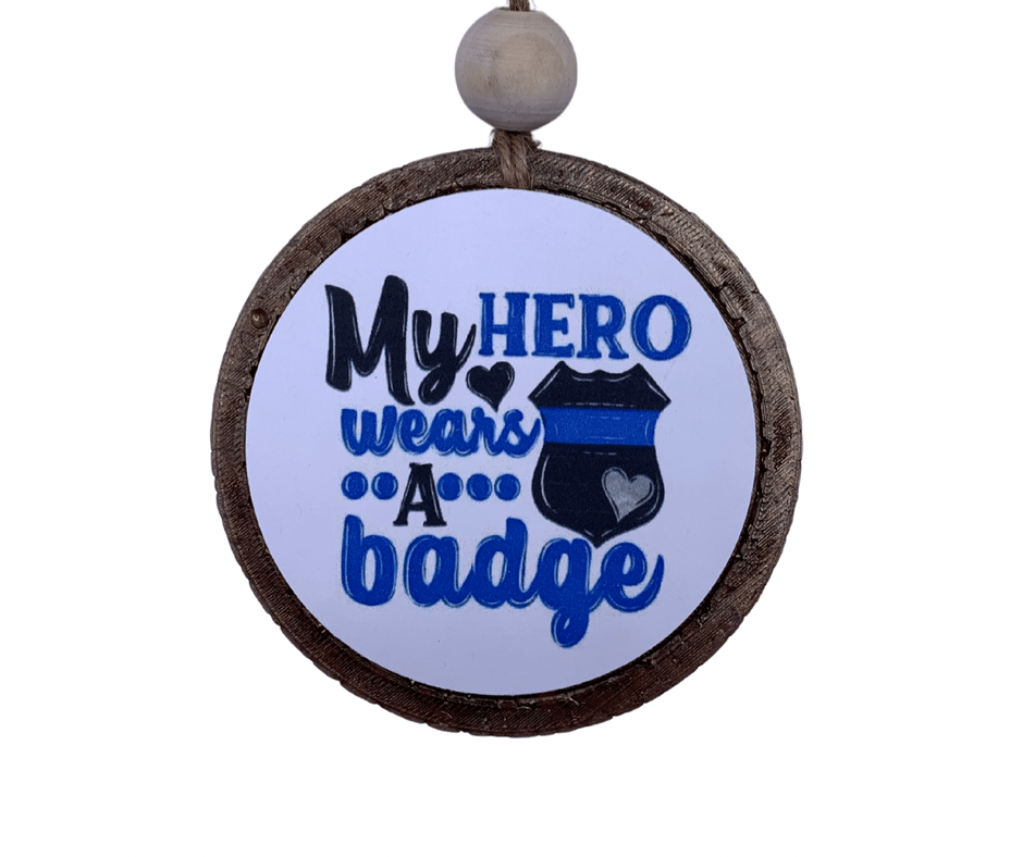 My Hero Wears a Badge Car Freshie